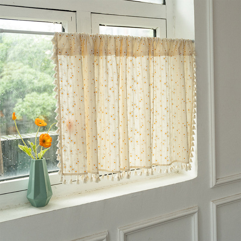 Tenda a strati con motivo a margherite beige