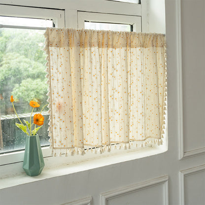Tenda a strati con motivo a margherite beige