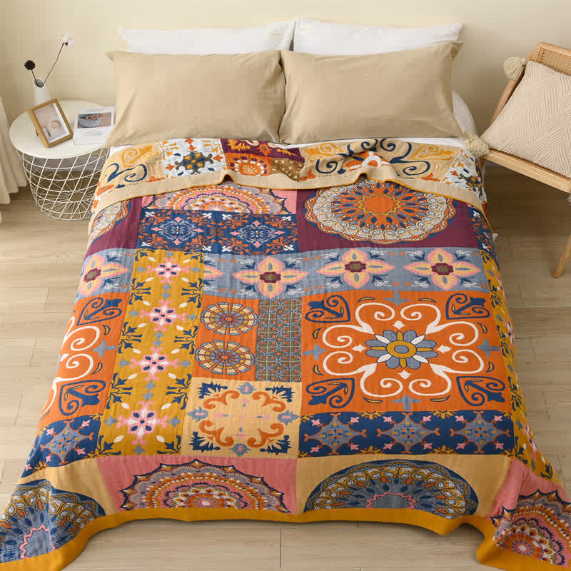 Trapunta reversibile in cotone con motivo a quadri colorati Ownkoti