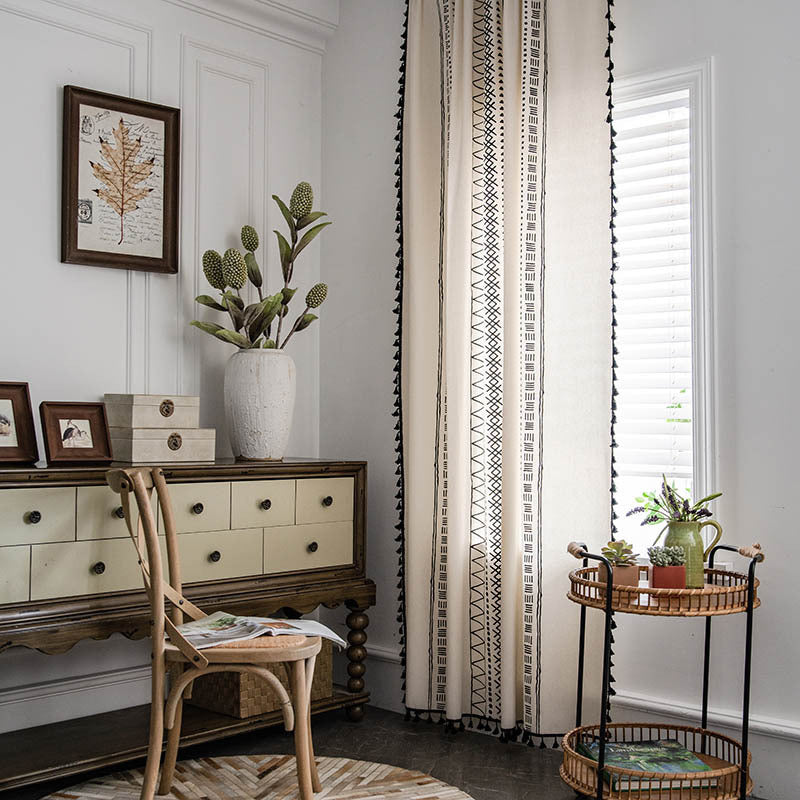 Tende semi-oscuranti in cotone geometrico bohémien Ownkoti