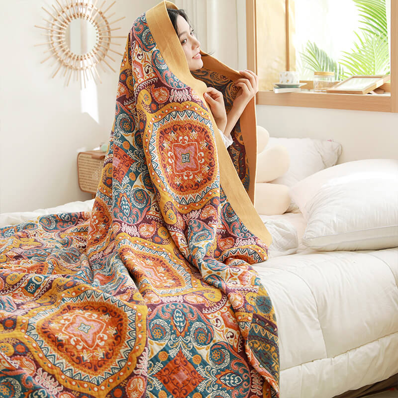 Trapunta reversibile in cotone color arancione scuro, comoda e confortevole - image 1