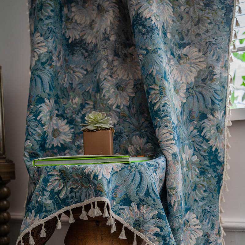 Tenda con nappa in stile dipinto a olio floreale