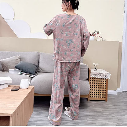 Pigiama in cotone con motivo peonia taglie forti