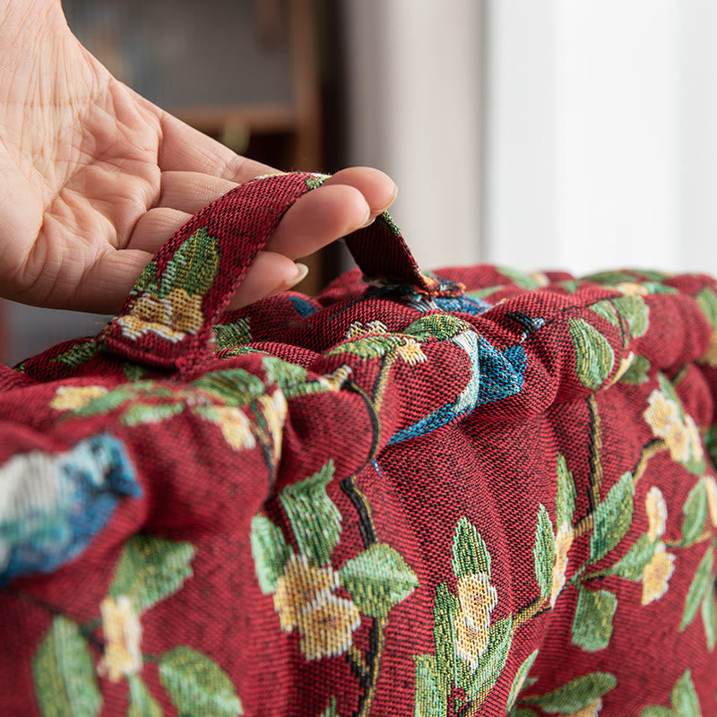 Cuscino per sedia in jacquard con motivo a foglie di uccello
