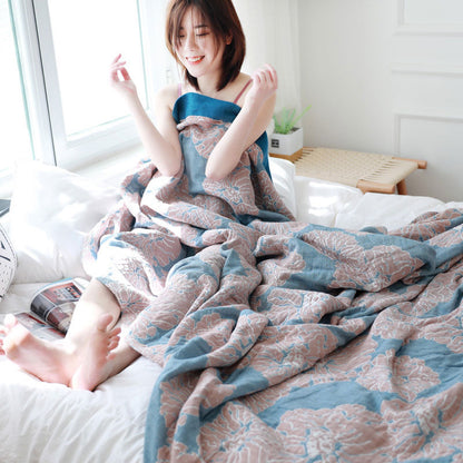 Trapunta reversibile leggera in cotone Peony