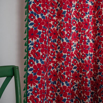 Tenda filtrante per la luce in stile dipinto di fiori rossi