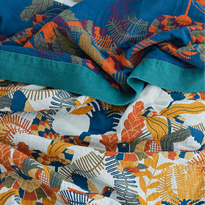 Trapunta reversibile in cotone Ownkoti Soft Bird & Flower