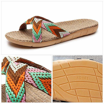 Pantofole antiscivolo in lino Boho Cross