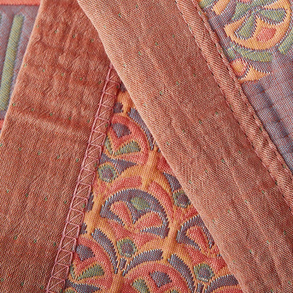 Trapunta reversibile in cotone con motivo quadrato colorato