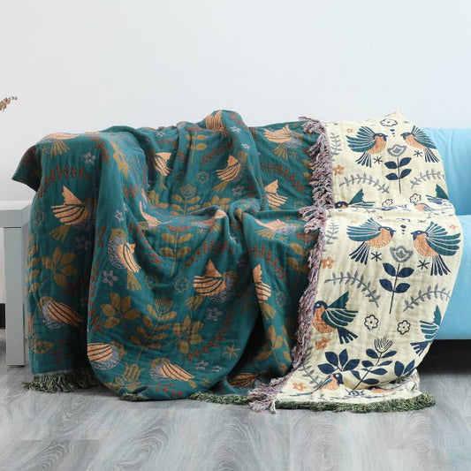 Coperta reversibile traspirante Boho Flower Bird di Ownkoti