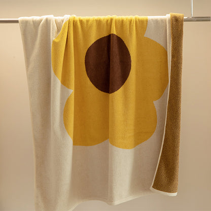 Asciugamano traspirante in cotone colorblock con motivo floreale