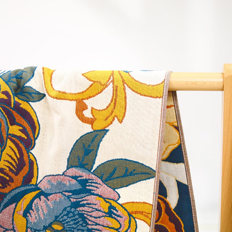 Asciugamano da bagno reversibile in cotone con fiori in fiore