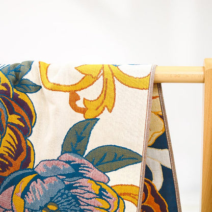 Asciugamano da bagno reversibile in cotone con fiori in fiore