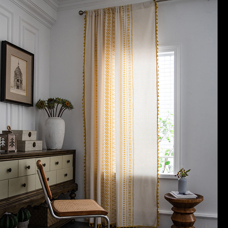 Tende semi-oscuranti in cotone geometrico bohémien Ownkoti