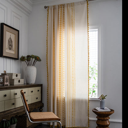 Tende semi-oscuranti in cotone geometrico bohémien Ownkoti