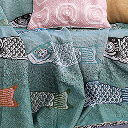 Coperta reversibile con nappa stampata Koi