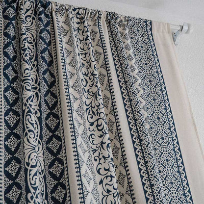 Tenda in cotone e lino con motivo blu