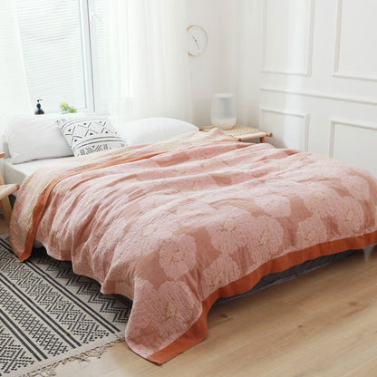 Coperta reversibile leggera in cotone con motivo peonia - Rosa - 200cm x 230cm - image 5