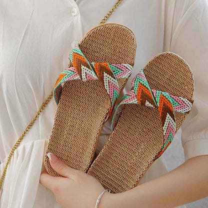 Pantofole antiscivolo in lino Boho Cross