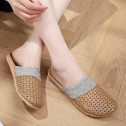 Moderne pantofole in lino antiscivolo traforate