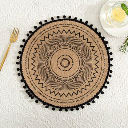 Tovagliette in lino e cotone intrecciato nero Ownkoti (3 pezzi)