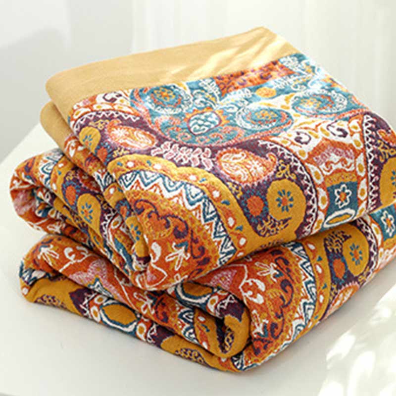 Coperta reversibile per divano in cotone arancione Boho