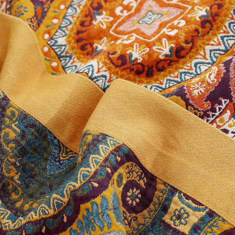 Coperta reversibile per divano in cotone arancione Boho