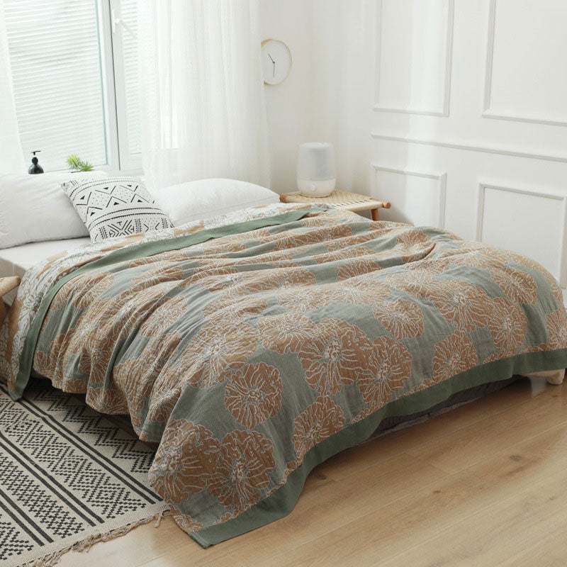 Trapunta reversibile leggera in cotone Peony