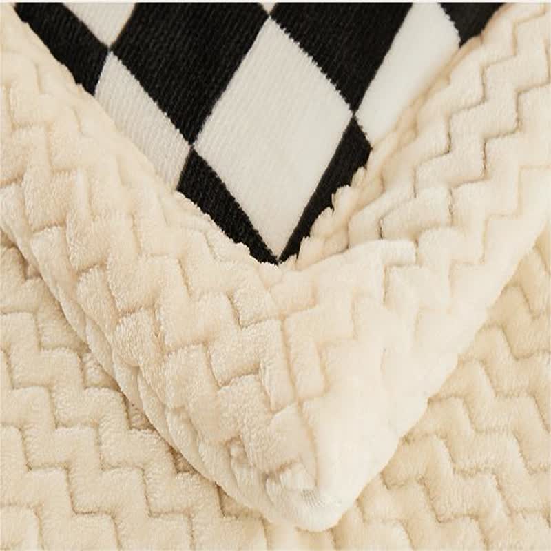 Coperta calda in velluto a doppia faccia a scacchiera