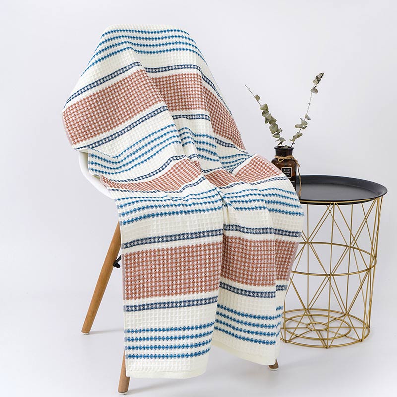 Asciugamano da bagno in cotone a righe colorblock Ownkoti