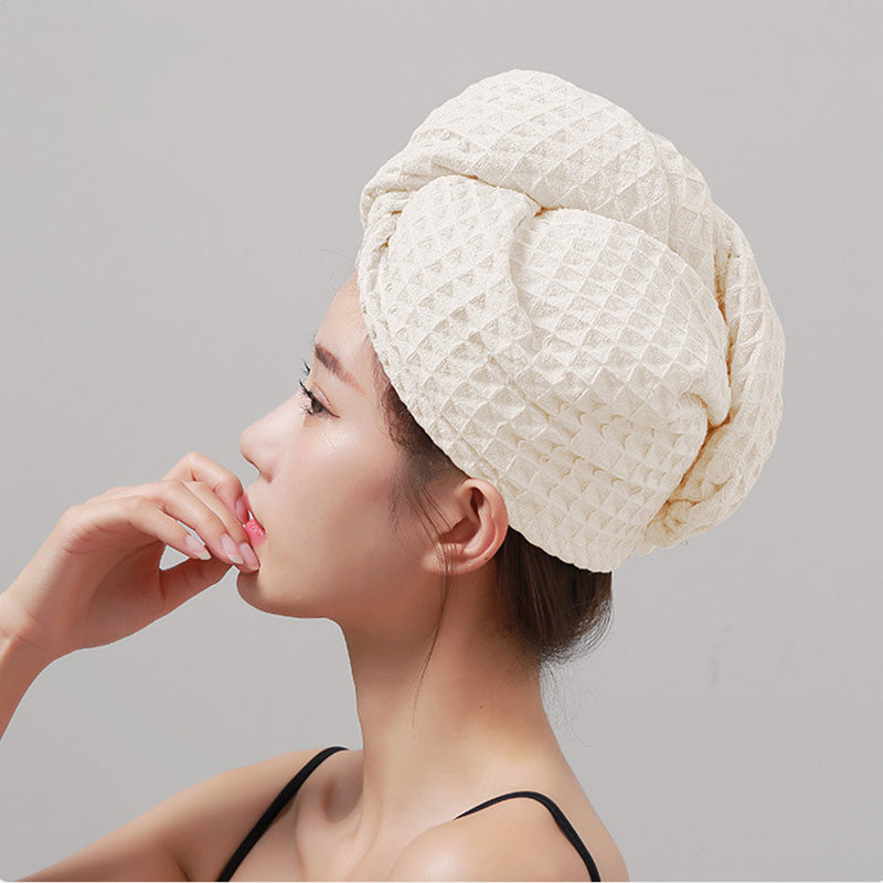 Asciugamano per capelli con bottone a nido d'ape