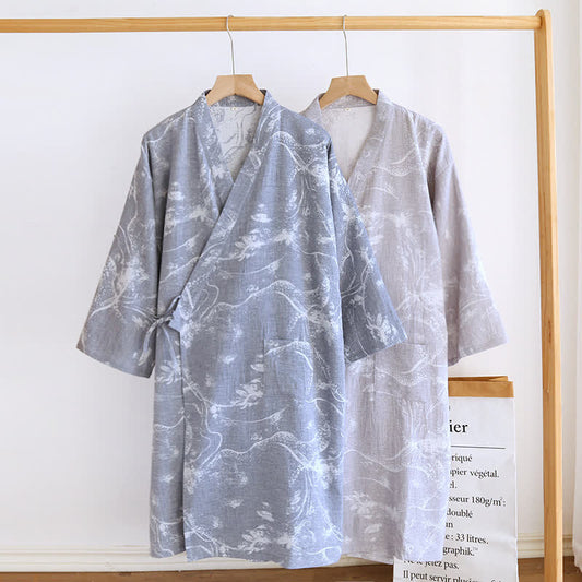 Pigiama con accappatoio comodo e dipinto a inchiostro jacquard