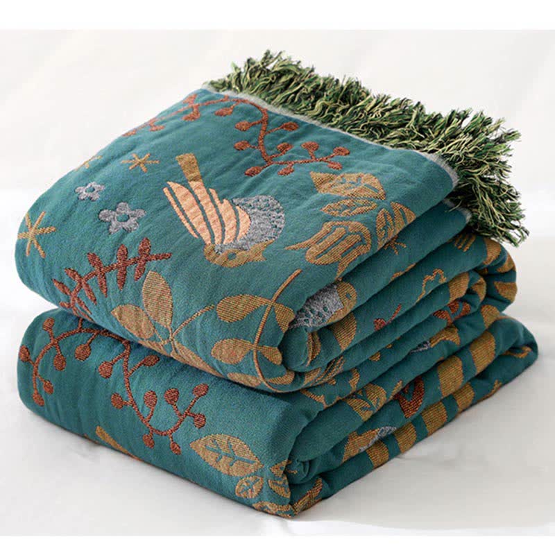 Trapunta reversibile traspirante Boho Flower Bird di Ownkoti