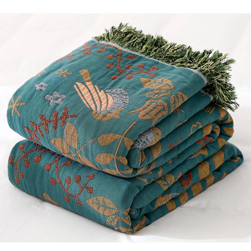 Coperta reversibile traspirante Boho Flower Bird di Ownkoti