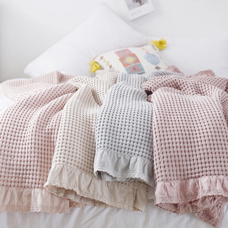 Coperta per divano Ownkoti Waffle Weave, comoda trapunta