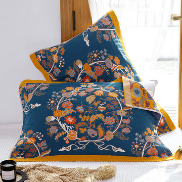 Cuscino asciugamano traspirante con motivo a fiori in fiore (2 pezzi) - Fiore blu - 52 cm x 75 cm - image 0
