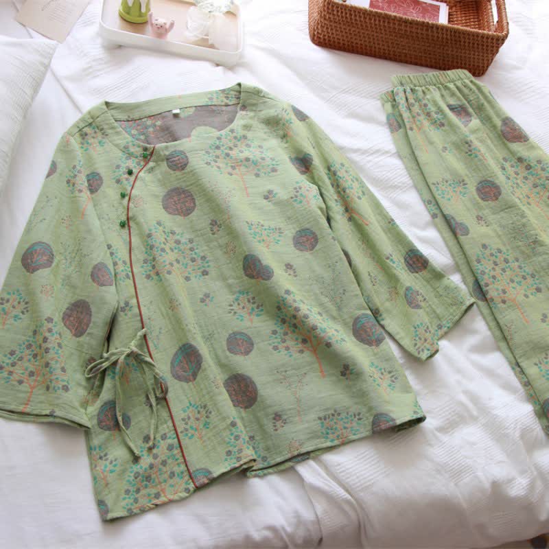 Completo da casa in cotone jacquard Leaf Tree - image 5