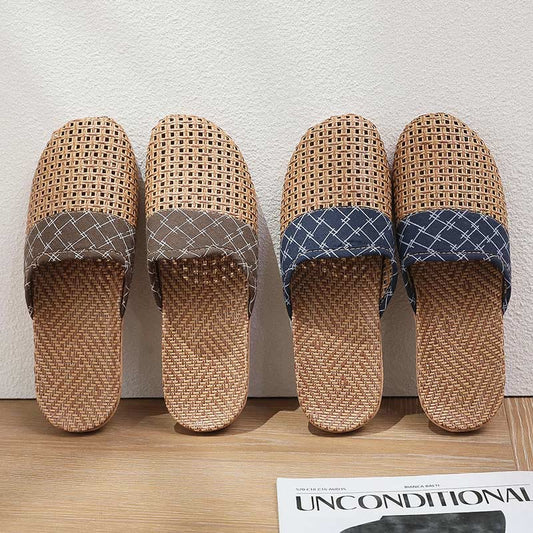 Moderne pantofole in lino antiscivolo traforate