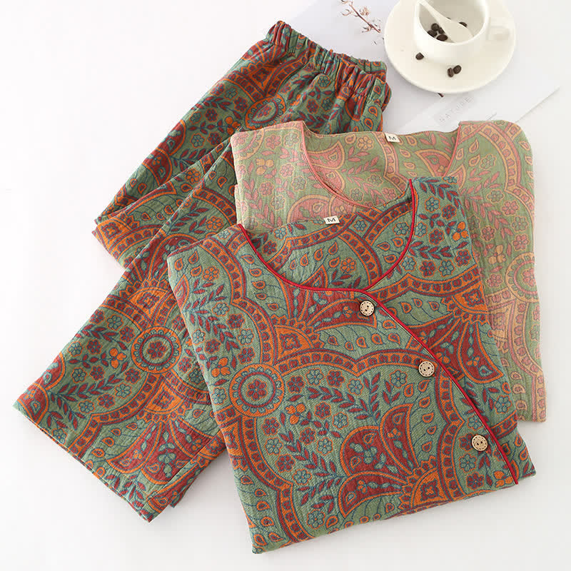 Completo da casa vintage in jacquard con scollo rotondo - image 7