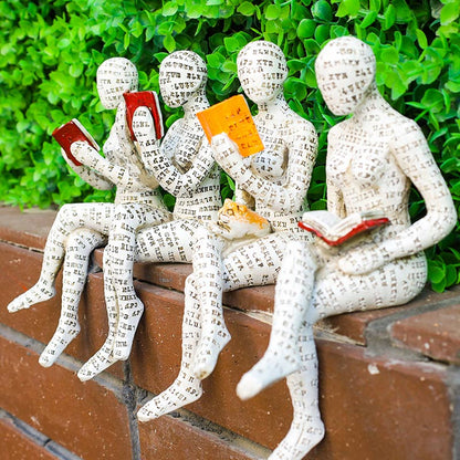 Statua della donna pensatrice che legge, decorazione per libreria