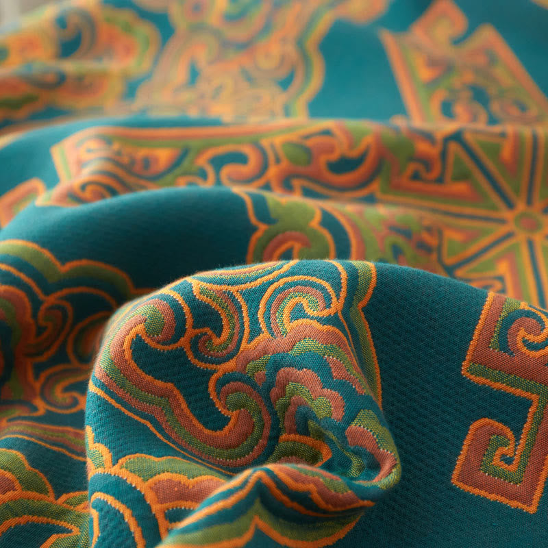 Copriletto reversibile in fibra di bambù con fiori Boho