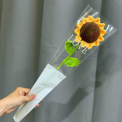 Girasole lavorato a maglia all'uncinetto in cotone fatto a mano