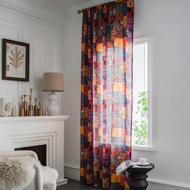 Tende da finestra in cotone e lino Boho colorate Ownkoti