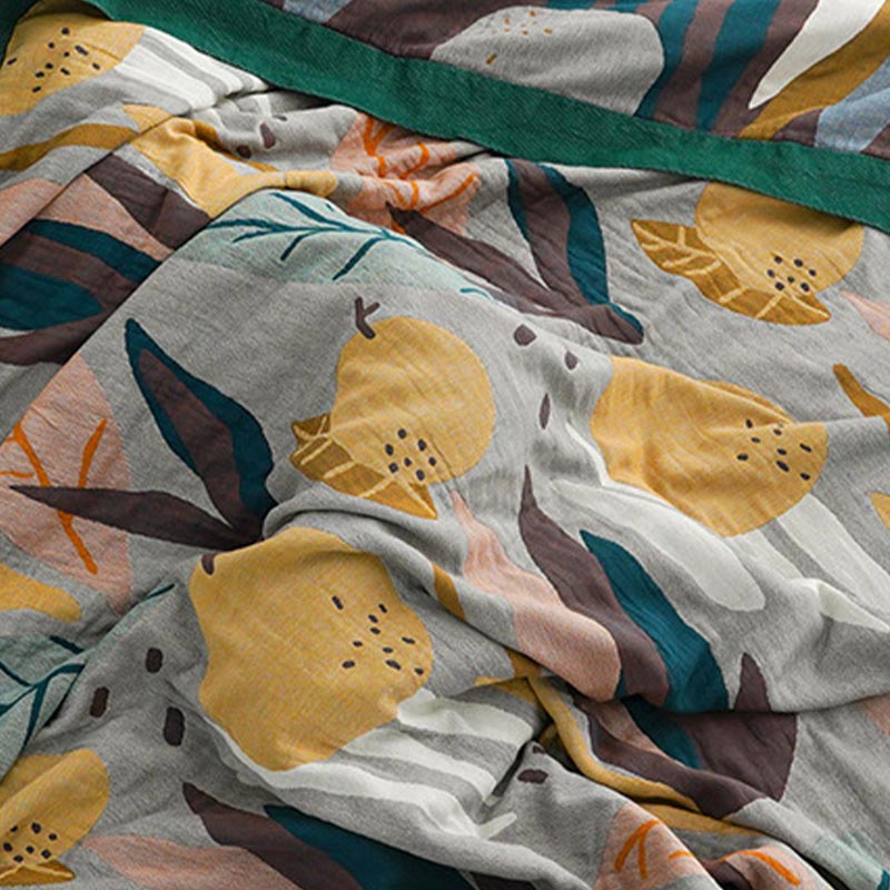 Trapunta leggera in cotone con motivo reversibile e frutta