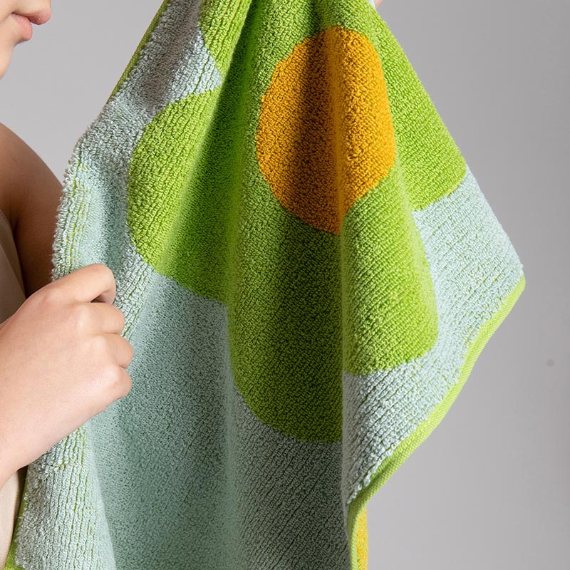 Asciugamano traspirante in cotone colorblock con motivo floreale