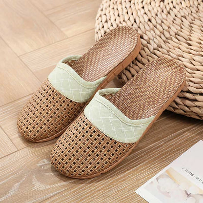 Moderne pantofole in lino antiscivolo traforate