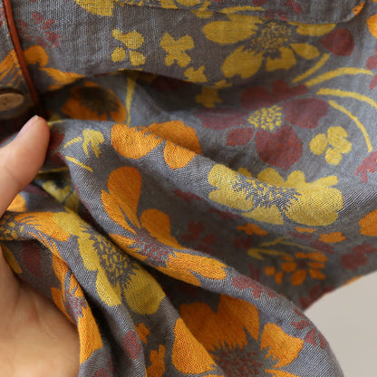 Abbigliamento da casa in cotone con scollo a V e motivo jacquard a fiori vistosi