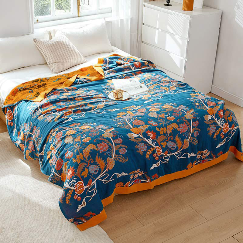 Trapunta reversibile in cotone con motivo a fiori in fiore