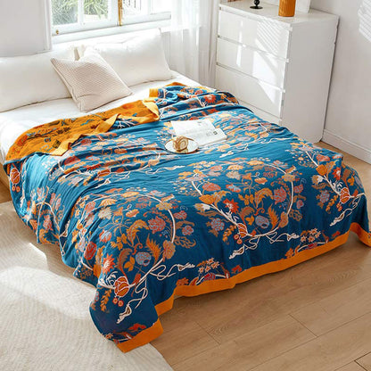 Trapunta reversibile in cotone con motivo a fiori in fiore