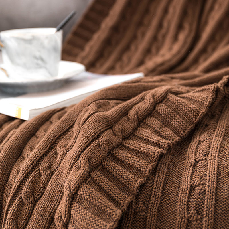 Coperta in maglia di cotone tinta unita Ownkoti per divano